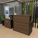 Ver imagem 1 de Kit 2 Peças com Balcão para Atendimento Recepção Consultório e Armário Multiuso Baixo