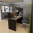 Ver imagem 2 de Kit 2 Peças com Balcão para Atendimento Recepção Consultório e Armário Multiuso Baixo