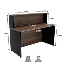 Kit 2 Peças com Balcão para Atendimento Recepção Consultório e Armário Multiuso Baixo - 7