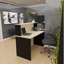 Ver imagem 2 de Kit 2 Peças com Balcão para Atendimento Recepção Consultório e Armário Multiuso Baixo