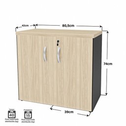 Kit 2 Peças com Balcão para Atendimento Recepção Consultório e Armário Multiuso Baixo - 8