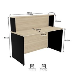 Kit 2 Peças com Balcão para Atendimento Recepção Consultório e Armário Multiuso Baixo - 7