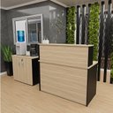 Ver imagem 1 de Kit 2 Peças com Balcão para Atendimento Recepção Consultório e Armário Multiuso Baixo