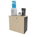 Ver imagem 6 de Kit 2 Peças com Balcão para Atendimento Recepção Consultório e Armário Multiuso Baixo Bege/Dubai/Preto