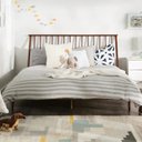 Ver imagem 4 de Cama de Casal Lunna 100 % Madeira Maciça Marrom/Walnut