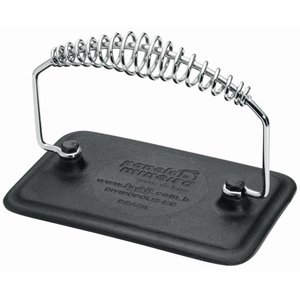 Prensador Retangular 18×11×12cm Ferro Fundido Alça Espiral Panela Mineira