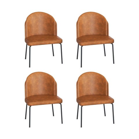 Conjunto 4 Cadeiras Oslo 80x56x59 cm Preto/Caramelo