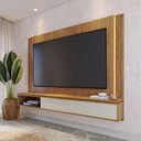 Ver imagem 1 de Painel Ripado para TV até 75 Polegadas com LED 216,8CMX165CM 2 Portas Loa Marrom