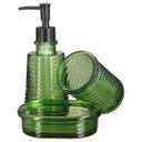 Ver imagem 3 de Kit Lavabo Banheiro Vidro Porta Sabonete Líquido Saboneteira