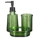 Ver imagem 1 de Kit Lavabo Banheiro Vidro Porta Sabonete Líquido Saboneteira