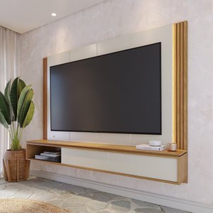 Painel para Tv até 75 Polegadas com Led Ripado e 2 Portas Loa