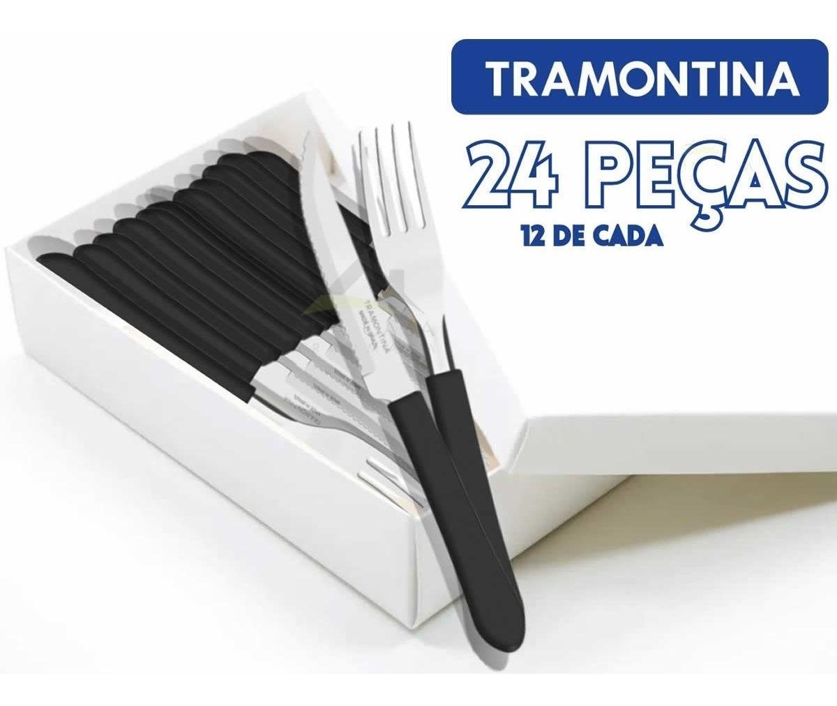 Kit Restaurante 24 Talheres Tramontina 12 Garfos + 12 Facas - 1