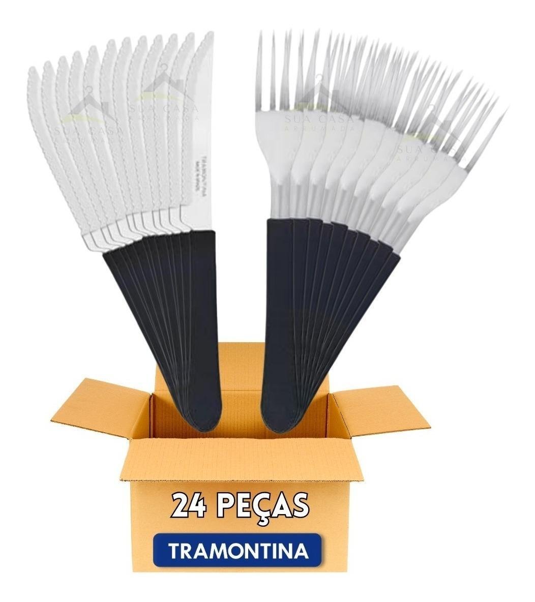 Kit Restaurante 24 Talheres Tramontina 12 Garfos + 12 Facas - 3