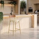 Ver imagem 1 de Banqueta Cozinha Média Encosto Castanho Industrial Dourado Londrina PU D03 - D'Rossi
