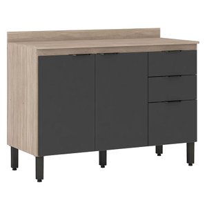 Balcão de Cozinha Firenze com Tampo 120 cm Avena Grafito - Demóbile