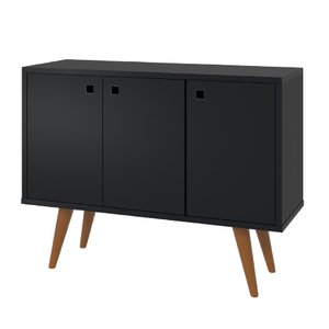 Buffet Retrô Preto - Balcão Aparador P/ Área Gourmet 3 Portas Ajl Store