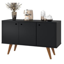 Buffet Retrô Preto - Balcão Aparador P/ Área Gourmet 3 Portas Ajl Store - 2
