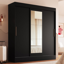 Ver imagem 1 de Guarda Roupas Londres 3pts Correr 2gav 100% Mdf Preto Cod: 676.033