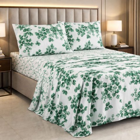 Jogo Cama Queen Algodao Lauryn Tecido Estampado Premium:verde