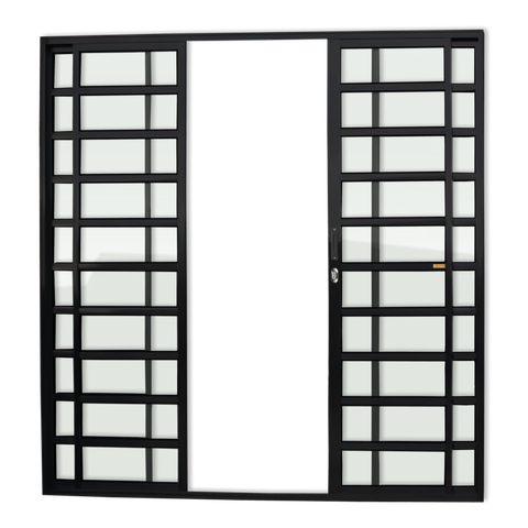 Porta de Correr Alumínio c/Traves.4F.210 x 240 V.Liso Preto Brimak