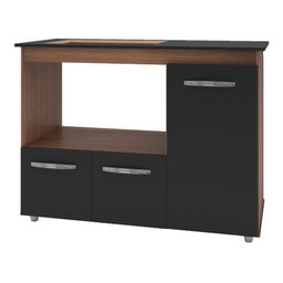 Balcão Gabinete de Cozinha Para Fogão Cooktop 4 bocas e Forno 3 portas Ana Moblis Móveis Savana Fren - 1