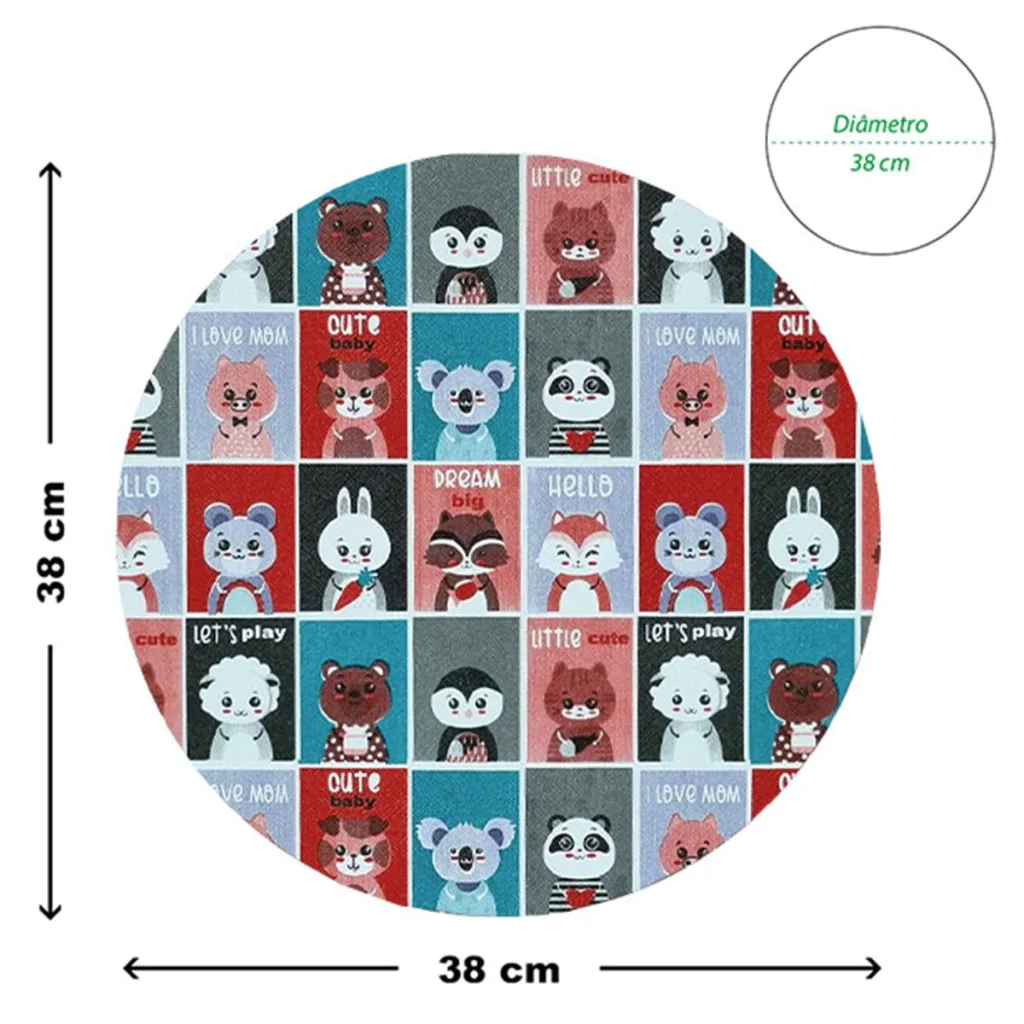 Ver imagem 6 de 4 Jogo Americano Redondo Infantil Pets Impermeável Pvc