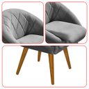 Ver imagem 7 de Kit 2 Poltrona Sala Decorativa Louis Veludo Cinza Pés Palito Castanho