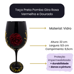 Taça Preta Pomba Gira Rosa Vermelha e Dourado - 6