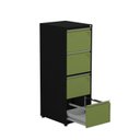 Ver imagem 3 de Gaveteiro Arquivo em Aço 4 Gavetas 136,2x47x57 cm Preto/Verde