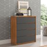 Cômoda Átria 4 Gavetas Amêndola Grafito - Demartêz - 2