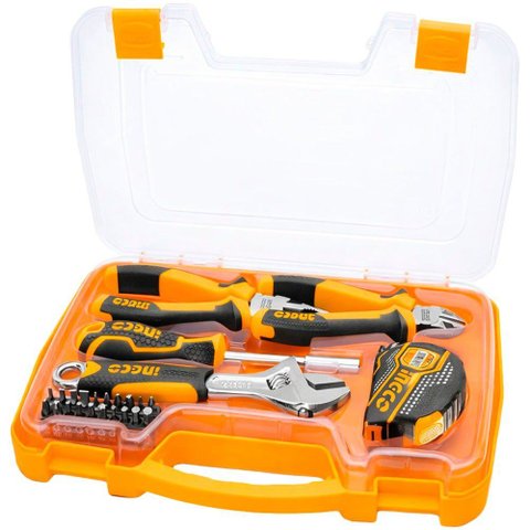 Kit de Ferramentas Ingco HKTH10258 25 Peças Jogo Manual Profissional Maleta Organizadora Aço Cromo V