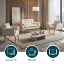 Ver imagem 5 de Kit Namoradeira Decorativa e 2 Poltronas Confortável para Sala Recepção Manicure Alice Suede