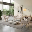 Ver imagem 1 de Kit Namoradeira Decorativa e 2 Poltronas Confortável para Sala Recepção Manicure Alice Suede