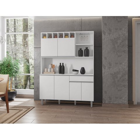 Kit Alice Armário de Cozinha Cor Branco - AJL Móveis
