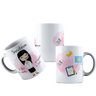 Caneca Branca de Porcelana Profissões Fofas Secretaria - 1