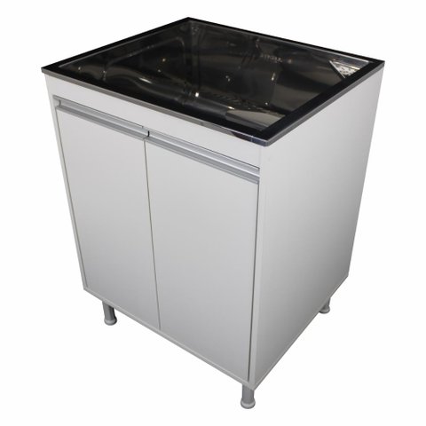 Balcão de Lavanderia 100% Mdf com Tanque Inox 48lt