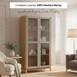 Cristaleira 190cm 2 Portas 100% Madeira Maciça Barcelona - 10