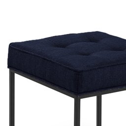 Puff Croata Quadrado em Linho para Sala - Blue Jeans - 3