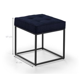 Puff Croata Quadrado em Linho para Sala - Blue Jeans - 4