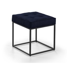 Puff Croata Quadrado em Linho para Sala - Blue Jeans - 1