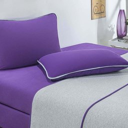 Jogo de Cama Malha Lençol 100% Algodão Urbano 4 Peças Casal - Roxo-mescla - 2