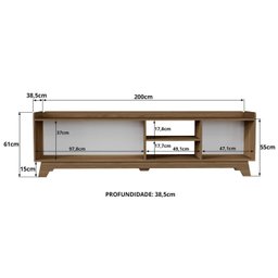 Rack para Tv até 75 Polegadas 100% Mdf 200x 61x 38,5 John - 3