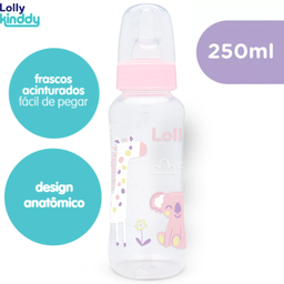 Mamadeira Zoo Rosa Lolly Kinddy Bico Silicone Redondo 250ml - 4