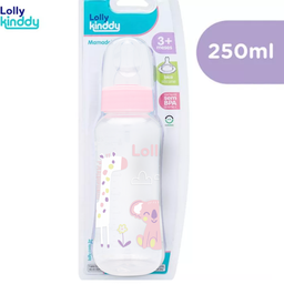 Mamadeira Zoo Rosa Lolly Kinddy Bico Silicone Redondo 250ml - 3