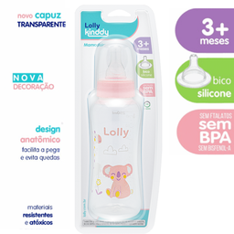 Mamadeira Zoo Rosa Lolly Kinddy Bico Silicone Redondo 250ml - 5