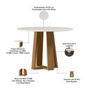 Ver imagem 2 de Mesa de Jantar 4 Lugares Redonda 100cm Tampo MDF com Vidro Belly N01 Ypê Off White - Lyam Decor