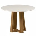 Ver imagem 5 de Mesa de Jantar 4 Lugares Redonda 100cm Tampo Mdf com Vidro Belly N01 Ypê Off White - Lyam Decor