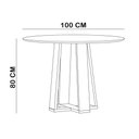 Ver imagem 4 de Mesa de Jantar 4 Lugares Redonda 100cm Tampo Mdf com Vidro Belly N01 Ypê Off White - Lyam Decor