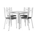 Ver imagem 1 de Conjunto Mesa de Jantar Tubular com 4 Cadeiras Malva Tampo Vidro Quadrado 75cm Branco 119 Assento Pl