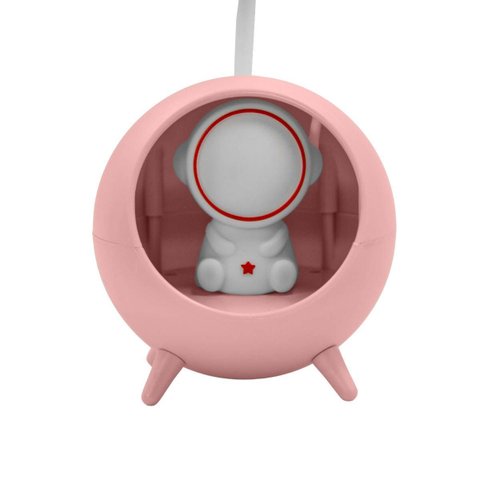 Luminaria de Mesa Decorativa Usb Portatil Articulavel Abajur P/ Leitura Estudo Astronauta:rosa